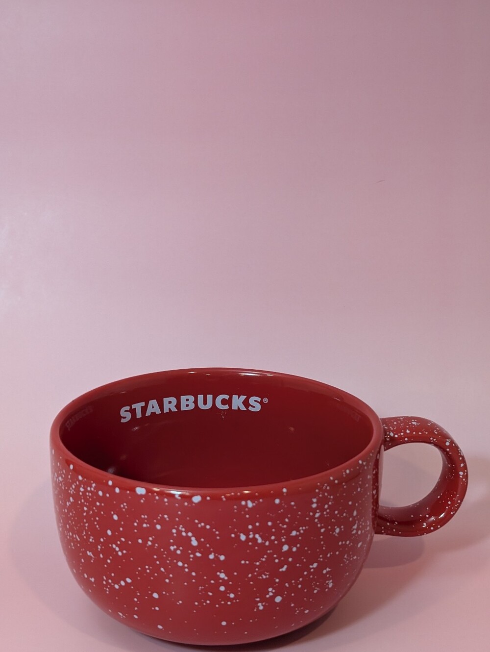 2019 Holiday Edition Starbucks Pink-White Speckled Ceramic Bowl Coffee/Tea Mug